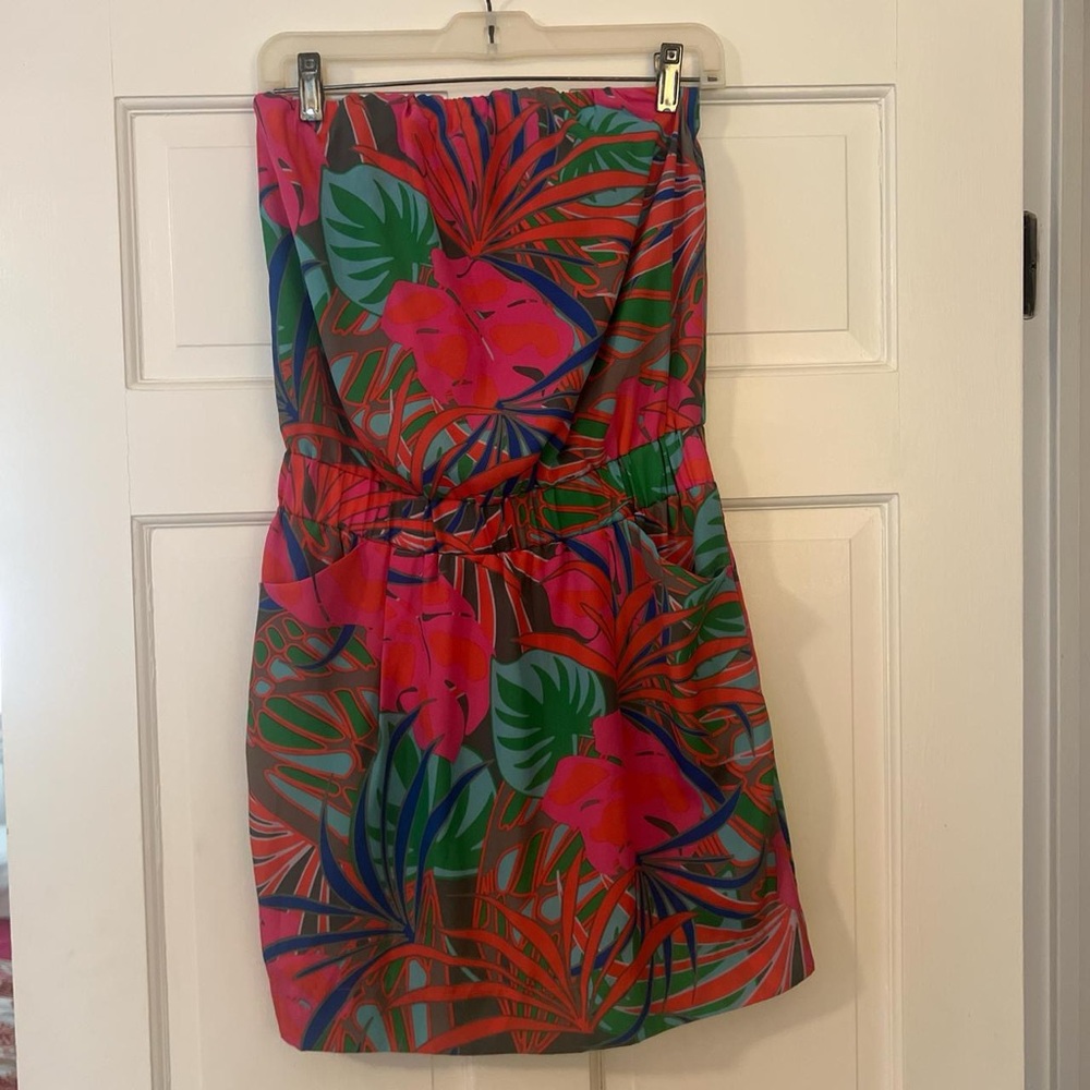 Collective Concepts Red and Green Strapless Sundress